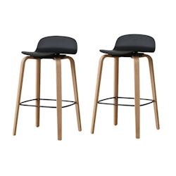 Kosmi Lot de 2 tabourets de bar noirs style scandinave avec pieds en métal - Hauteur 76cm - noir 3760301692904_0