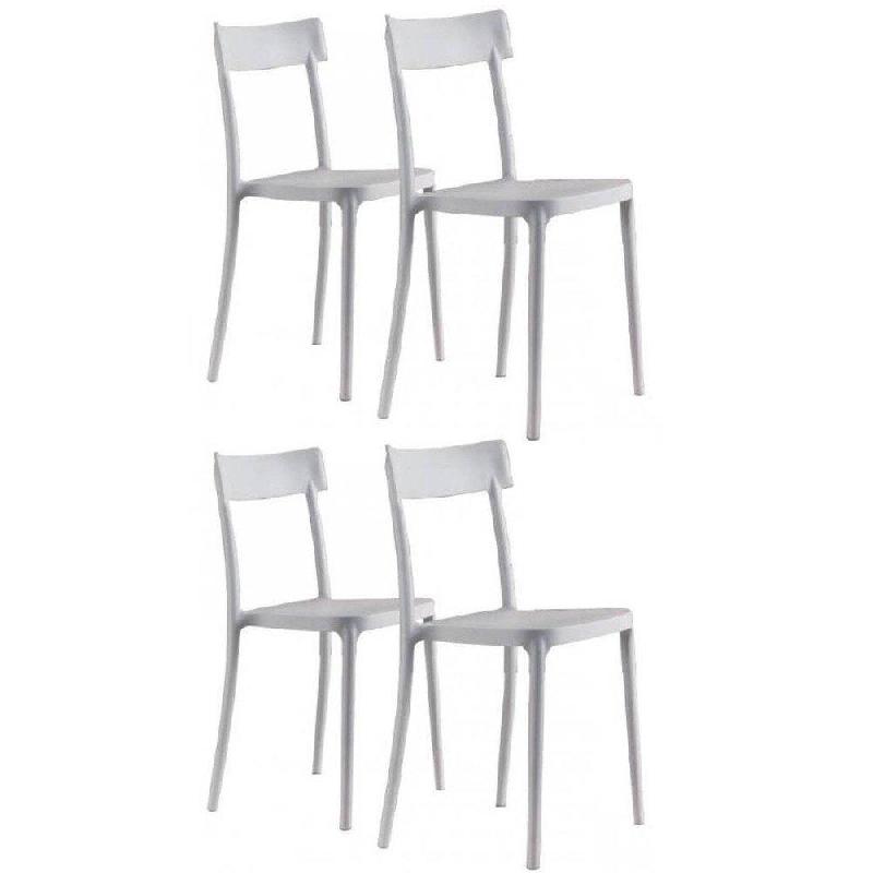 LOT DE 4 CHAISES CORSOCOMO EMPILABLES POLYPROPYLÈNE BLANC_0