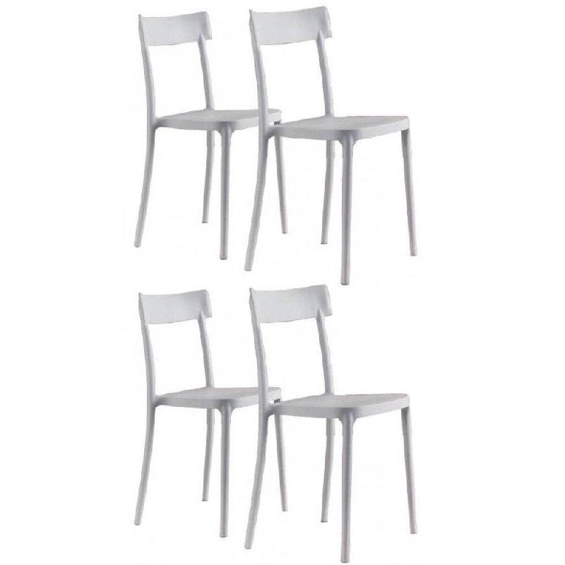 LOT DE 4 CHAISES CORSOCOMO EMPILABLES POLYPROPYLÈNE BLANC_0