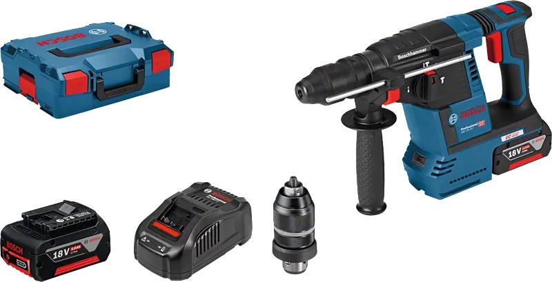 Perforateur sds-plus 18 v gbh 18v-26 f professional + 2 batteries 5 ah + chargeur rapide + coffret l-boxx BOSCH 0611910007 - 832784_0