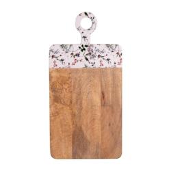 Planche à découper Champêtre 42x21 cm - Bois de manguier avec motifs fleuris - Table Passion - multicolore_0