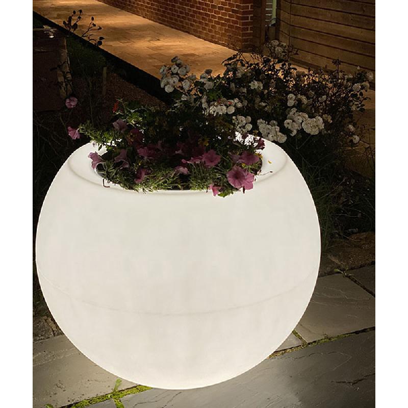 Pot de fleurs rond sphérique XXL lumineux Speranza 325L - finition grainée - intérieur/extérieur - Plast'Up Rotomoulage_0