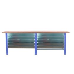 PROREGAL Etabli BUFFALO WOOD avec 10x Tiroir| HxLxP 86,5x260x75cm | Capacité de Charge 1000kg | Bleu - bleu métal PR_RS157-93_0
