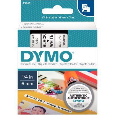 Ruban cassette Dymo 6 mm x 7 m noir et blanc - Système D1 compatible avec modèles multiples_0