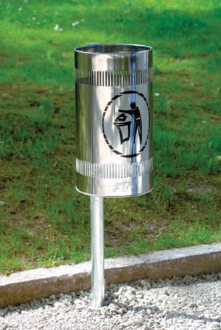 306d3 - Clean - Fima - Corbeille publique cylindrique en acier inox - Ø 290x410 mm_0