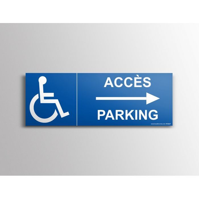 Panneau directionnel place handicapé - Handinorme - Référence 4280134 - Dimensions 210x75 mm_0