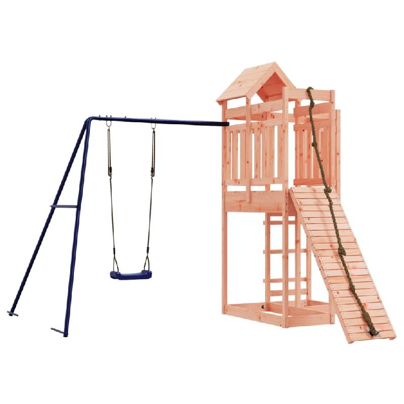 Aire de jeux d'extérieur en bois massif de douglas - Balançoires, toboggan, portiques robustes - 291 x 282 x 238 cm - 02_0004676_0