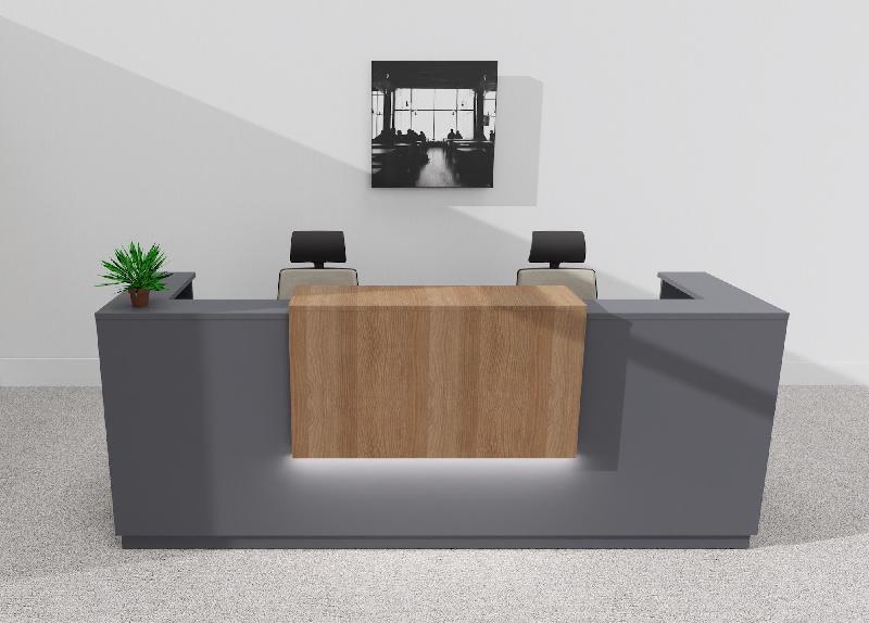 Bureau d'accueil Delta Plus 2 personnes anthracite - Mobel Linea - 204, Oui, Anthracite, Acacia foncé_1