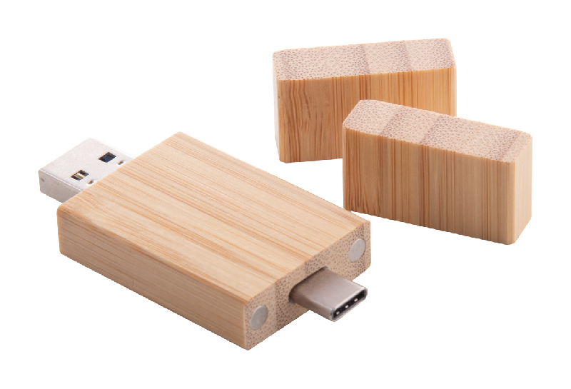 Clé USB OTG - Boîtier en bambou - Connexions USB et USB-C - 16/32 Go - Livrée avec boîte en papier kraft_0