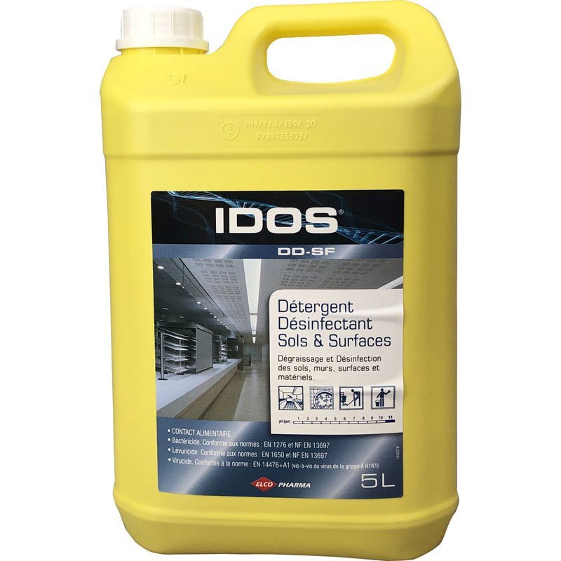 Désinfectant, détergent et dégraissant idos dd-sf 5 litres pour sols, murs, surfaces et matériels - ecojet idosf00060_0