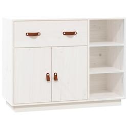 HELLOSHOP26 - Buffet bahut commode armoire meuble de rangement organisateur cuisine salle de séjour salon 98,5 x 40 x 75 cm bois massif de pin blanc_0