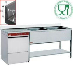 Pack : lave-vaisselle panier 500x500 mm 051D/6M avec plonge 2 cuves et 1 égouttoir gauche 1600 active wash à double parois - L1621VS_051D/6M - Meuble cuisine professionnel_0