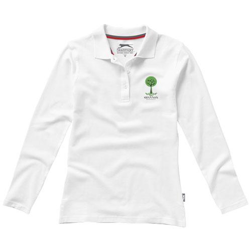 Polo manches longues pour femme Point 33107015 - maille piquée 100% coton peigné - 180 g/m²_0
