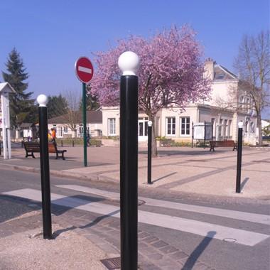 Potelet de ville haute visibilité - Tube acier Ø76 ou Ø114 mm - Pommeaux au choix (City, Boule, Inox)_0