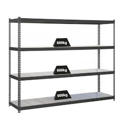 PROREGAL Étagère pour charges lourdes METAL BEAST FOUR | HxLxP 200x150x60cm | Charge du compartiment 600kg | anthracite - gris métal PR_RS17-43_0