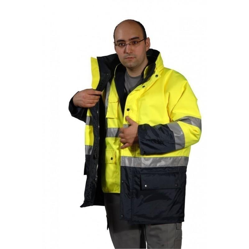 Parka haute visibilité 4 en 1 ROAD+-YL-1-S - Norme CE EN 471 - Doublure polaire amovible_0