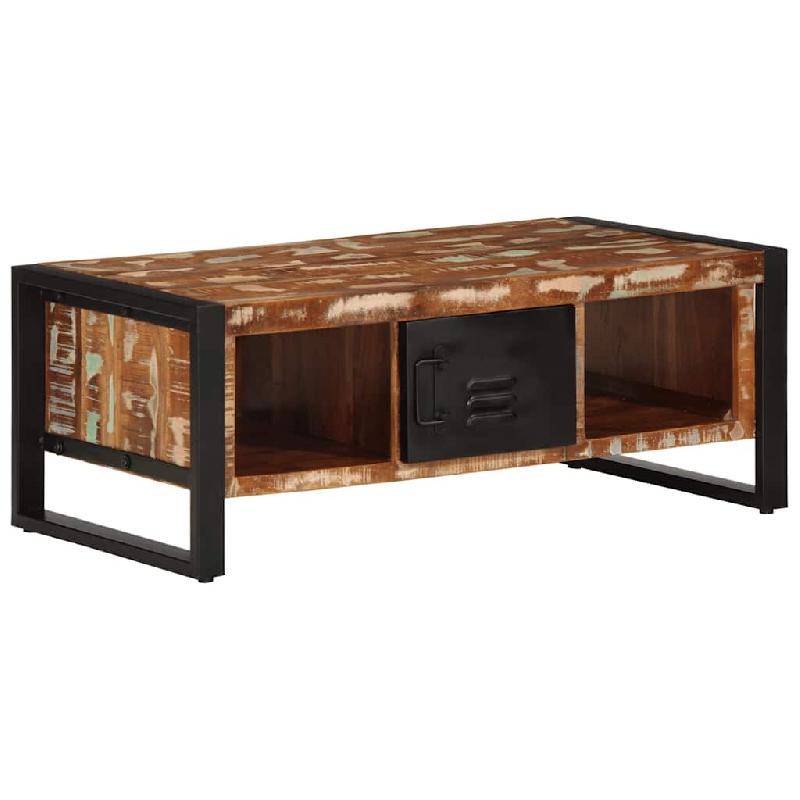 VidaXL Table basse multicolore 90x50x36 cm bois de récupération massif Modèle Élancé Moderne - 4013556_0