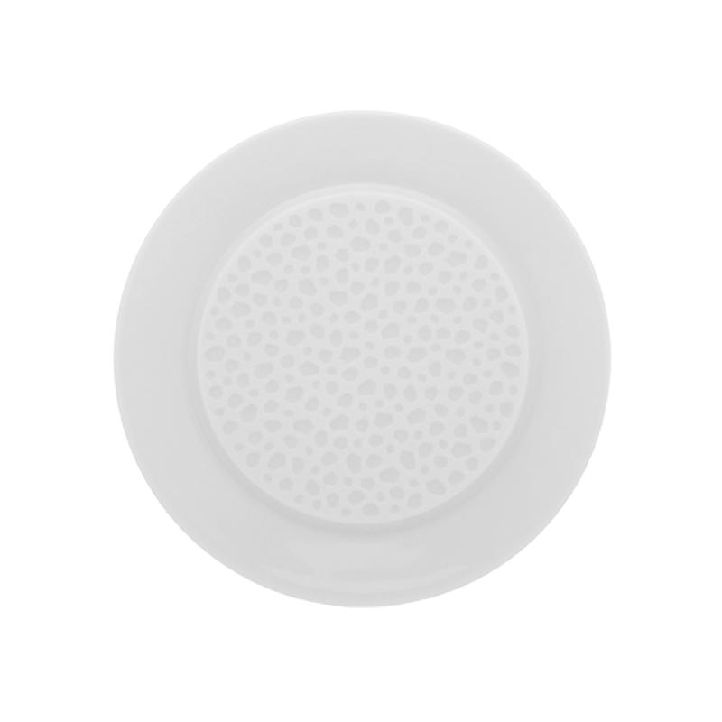 ASSIETTE À PAIN ROND BLANC PORCELAINE Ø 14 CM L' PERLES DE ROSEE BLANCHES DEGRENNE