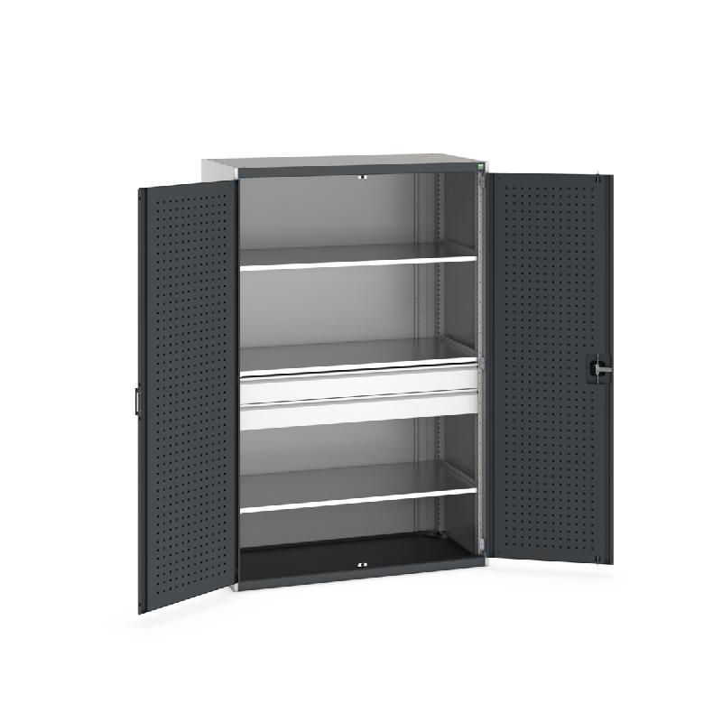 Armoire d'atelier Cubio SMF 13620-1.16 - 2 tiroirs, 3 tablettes, charge lourde 1,5 tonne_0