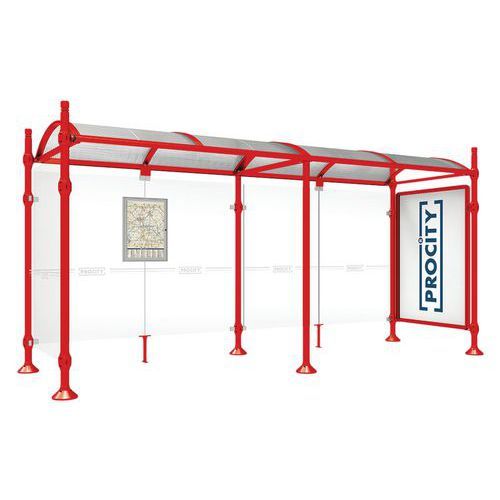 ABRI BUS PROVINCE 5 M VITRINE 1 BARDAGE LAT. CITY ROUGE 3020 - PROCITY