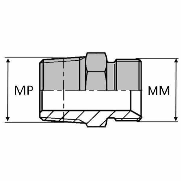 Adaptateur droit mâle NPT x mâle DIN - Cône 60° - 3/4' , 26.56 , 26X150_0