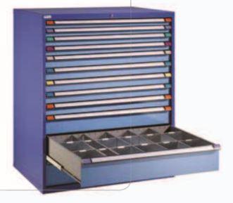 Armoire d'atelier à tiroirs - 13 et 17 tiroirs - Réf. 84.386.501 - Charge max. 75 kg - Bleu pigeon et bleu clair_0
