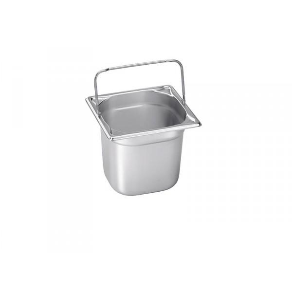 BAC GN BLANCO EN ACIER INOXYDABLE GN 1/6 AVEC POIGNÉES ÉTRIER - 150 MM, CAPACITÉ : 2,2 LITRES