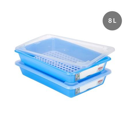 BAC HACCP BLEU 8 L + COUVERCLE + GRILLE  (VENDU PAR 2)