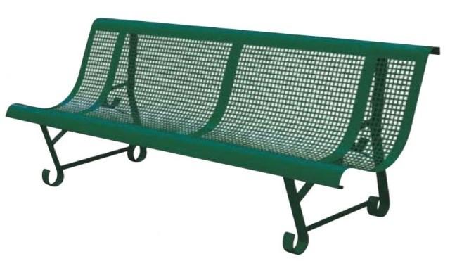 Banc décoratif en métal Mexico - pour jardin public, tôle perforée, 2 ou 3 pieds, diverses finitions_0