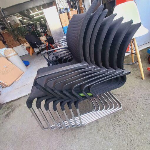 Chaise empilable Interstuhl Pios d'occasion - cadre chromé, maillage 3D, tissu respirant, design tubulaire_0