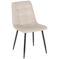 Décoshop26 - Chaise de salle à manger x1 coutures forme carrées en velours crème pieds en métal noir 10_0001964 - noir 3000250770255_0