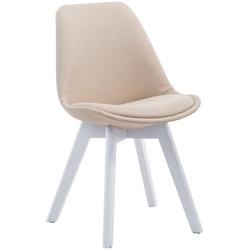 Décoshop26 - Chaise de salle à manger x1  design scandinave en tissu crème et piètement à 4 pieds en bois blanc 10_0003313 - blanc 3000251515916_0