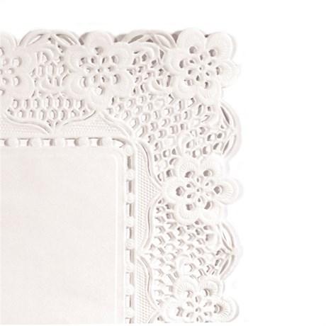 DENTELLE RECTANGULAIRE 32X26 CM LITOS BLANC (VENDU PAR 250)