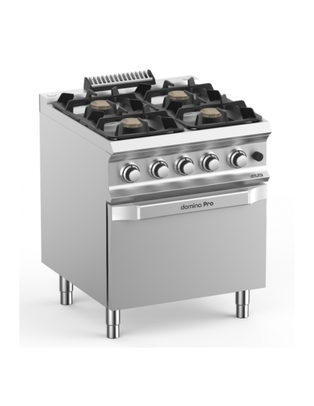 Fourneau 4 feux gaz sur four électrique MBM - FB77FEXL - Acier inoxydable, brûleurs haute puissance et four 5,3 kW_0