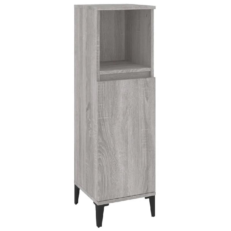 Helloshop26 - Armoire salle de bain 30 x 30 x 100 cm avec pieds en métal et grand espace de rangement moderne en bois sonoma gris 02_0048409 - gris m_0