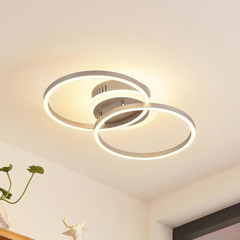 LINDBY PLAFONNIER LED FJARDO CCT ANNEAUX, ARGENTÉ