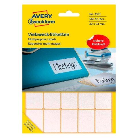 LOT DE 3 - ETIQUETTE MULTI-USAGE, 32 X 33 MM, BLANC
