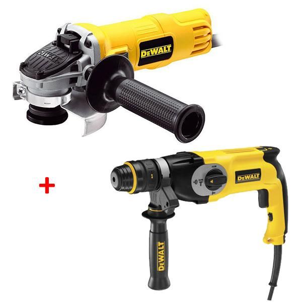 LOT DEWALT : PERFORATEUR BURINEUR 800W SDS+ 26MM D25124K + MEULEUSE Ø125 MM 800W DWE4051