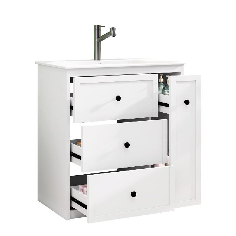 Merax Vasque sur pied 76.2 x 46.2 x 82 cm, 3+1 tiroirs pour beaucoup d'espace de rangement, coulissants silencieux - blanc multi-matériau NK000020AAK_0
