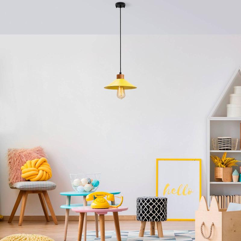 OPVIQ SUSPENSION GMN-00004 À 1 LAMPE DÉTAIL BOIS JAUNE