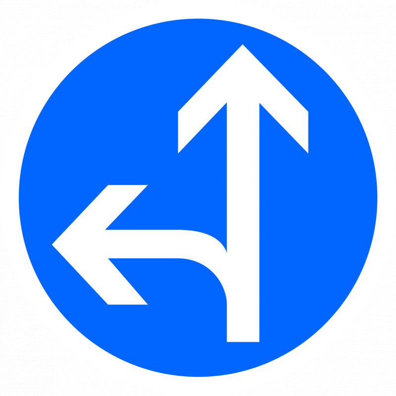 Panneau de direction obligatoire B21D2 - Tout droit ou à gauche - WP Signalisation_0