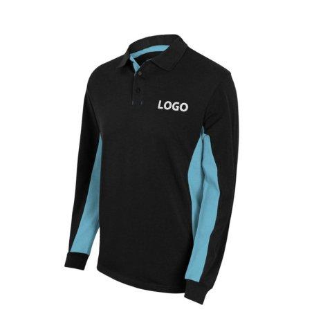 POLO BICOLORE MANCHES LONGUES PUBLICITAIRE VELILLA NOIR/BLEU - MARQUAGE BRODERIE