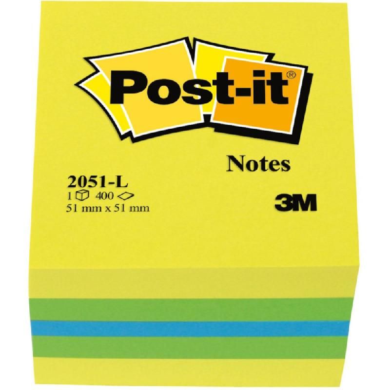 POST-IT® CUBE DE 400 NOTES ADHÉSIVES (2051-L) - 51 X 51 MM - COULEUR JAUNE