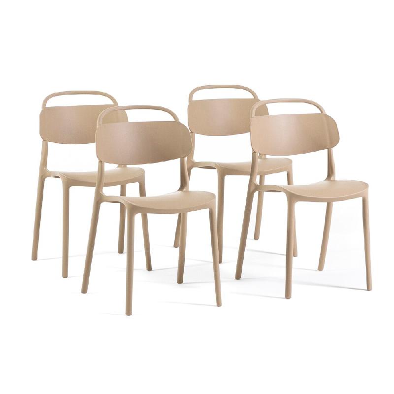 RATTATAN Lot de 4 chaises empilables pour intérieur et extérieur en résine, avec poignée intégrée, pour cuisine, jardin, bar et restaurant - Bre_0