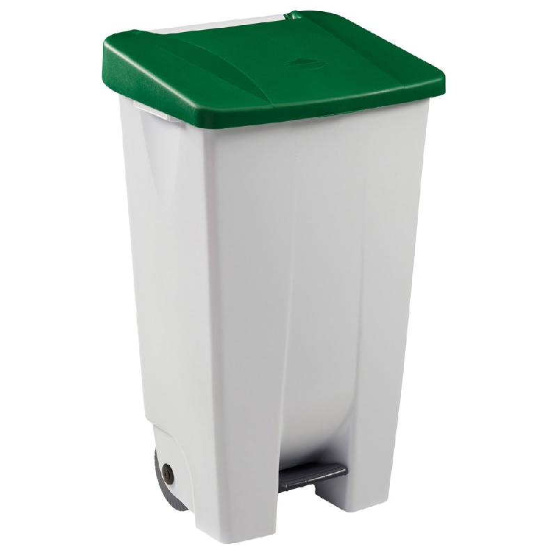 ROSSIGNOL POUBELLE MOBILE A PEDALE - 120 L - MOBILY - BLANC / VERT