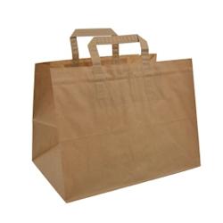Sac kraft brun poignées plates 32+22x35 cm - Vendu par 250 - 3760365402624_0