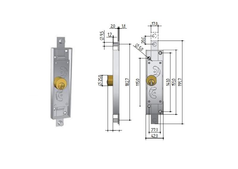 Serrure de porte basculante 6511 - PREFER - pre6110.0100 - 230041_0