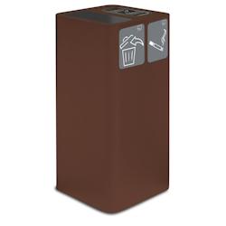 Stil Casa PURE, conteneur déchets avec cendrier, acier peint, 38x38xH80 cm, 2 pictogrammes magnétiques, 100 L, corten. - marron acier PU100F-GP-C_0