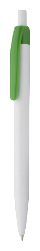 Stylo à bille en plastique - corps blanc avec clip coloré - encre bleue_0