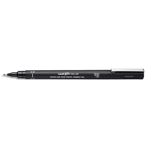 STYLO UNIBALL UNI PIN - POINTE CALIBREE 0,9 MM - NOIR - LOT DE 12